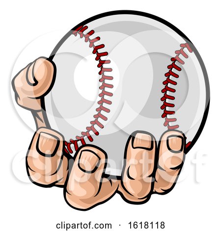 Hand Holding Baseball Ball by AtStockIllustration