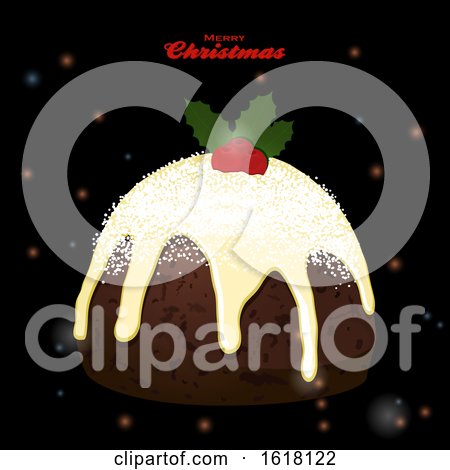 Christmas Pudding on Black Glowing Background by elaineitalia
