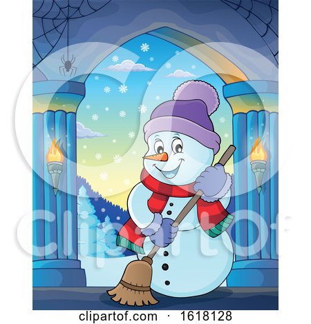Christmas Snowman Sweeping by visekart