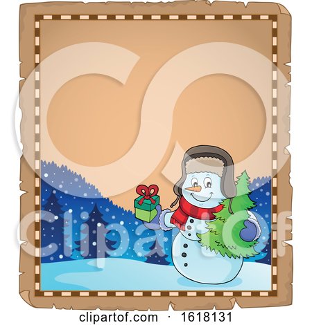 Christmas Snowman Parchment Border by visekart
