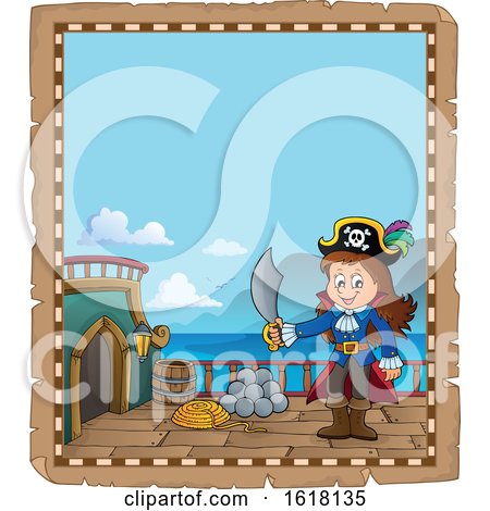 Pirate Girl Parchment Border by visekart