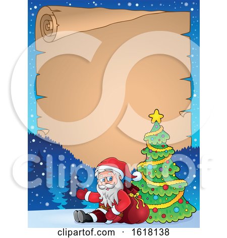 Parchment Christmas Border with Santa by visekart
