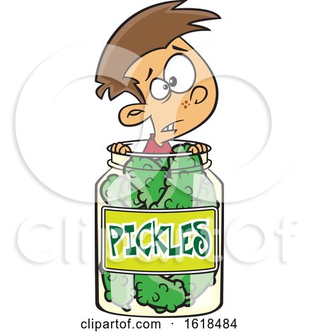 Cartoon White Boy Caught in a Pickle Jar by toonaday #1618484