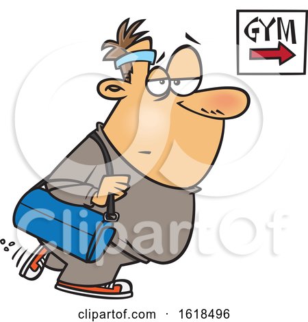Cartoon Chubby Gym Bound White Man by toonaday