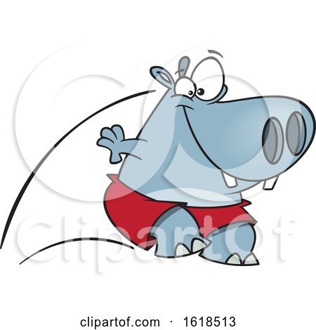 Cartoon Pool Cleaner Hippo Jumping by toonaday