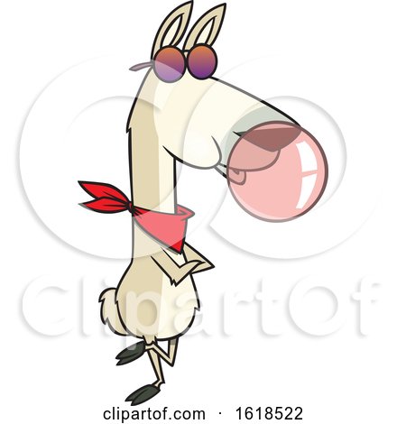 Cartoon Cool Llama Blowing Bubble Gum by toonaday