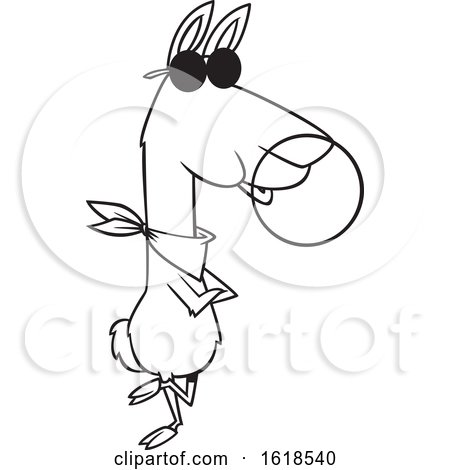 Cartoon Lineart Cool Llama Blowing Bubble Gum by toonaday