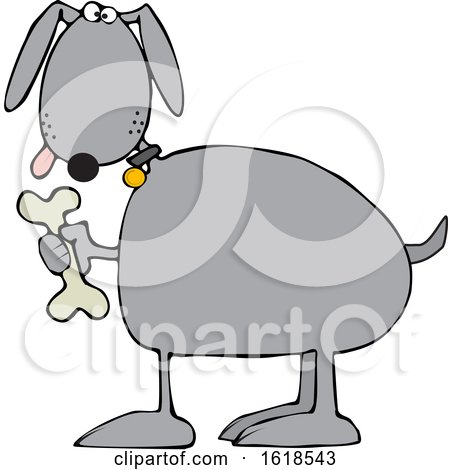 Cartoon Dog Holding a Bone by djart