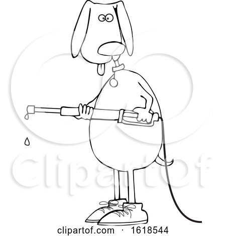 Cartoon Outline Dog Pressure Washing by djart
