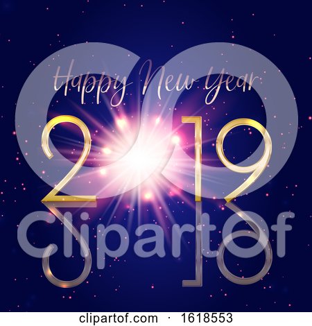 Happy New Year Background with Bokeh Lights and Starburst by KJ Pargeter