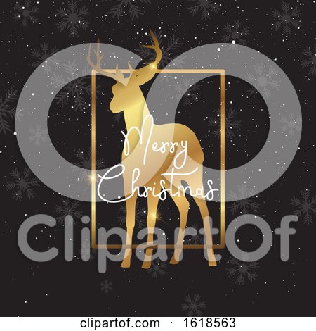Christmas Background with Gold Deer Silhouette by KJ Pargeter