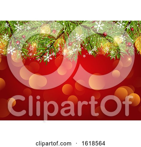 Christmas Background with Snowflakes and Bokeh Lights by KJ Pargeter