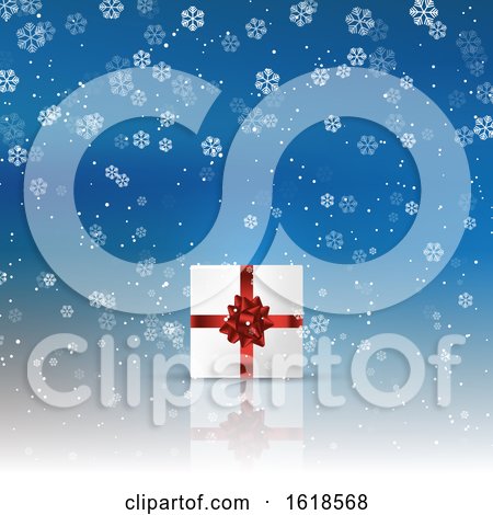 Christmas Gift on Snowy Background by KJ Pargeter