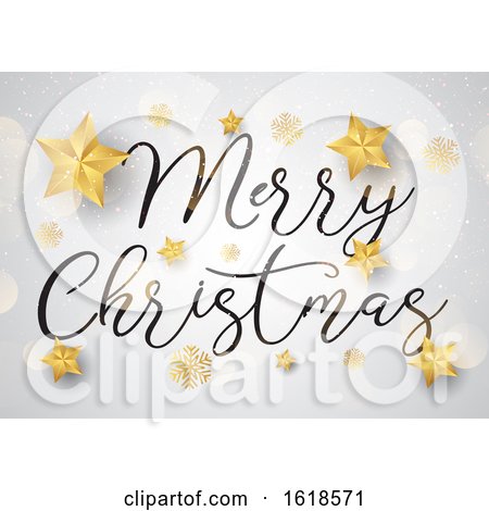 Decorative Christmas Text Background with Gold Stars by KJ Pargeter
