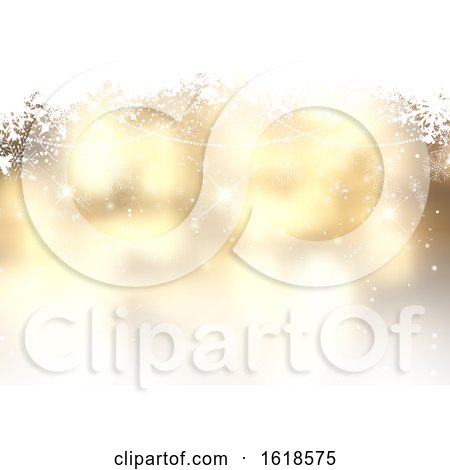 Gold Christmas Background with Snowflakes by KJ Pargeter