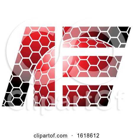 Red and Black Honeycomb Pattern Letters a and E by cidepix