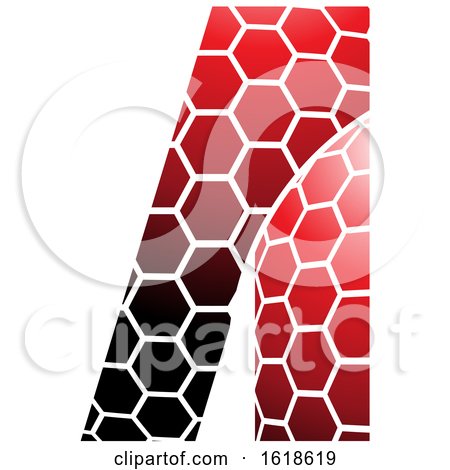 Red and Black Honeycomb Pattern Letter a by cidepix