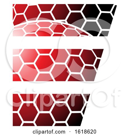 Red Honeycomb Pattern Letter E by cidepix