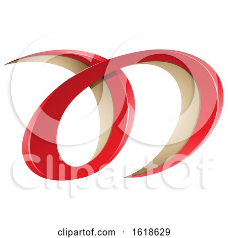 Red and Beige Curvy Letter a or D by cidepix
