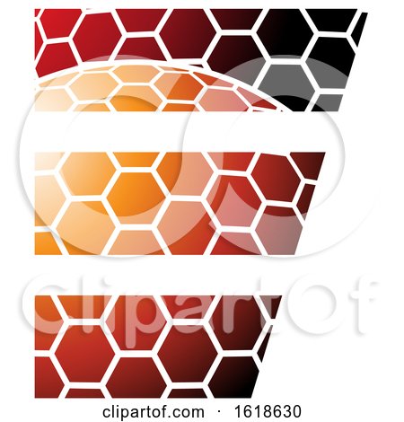 Red and Orange Honeycomb Pattern Letter E by cidepix