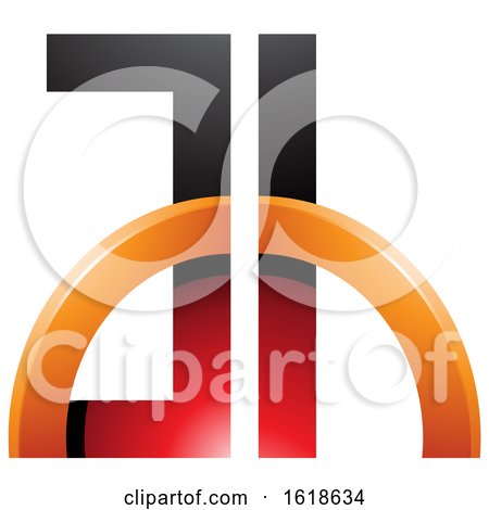 Red and Orange Half Circle Letters a and H by cidepix