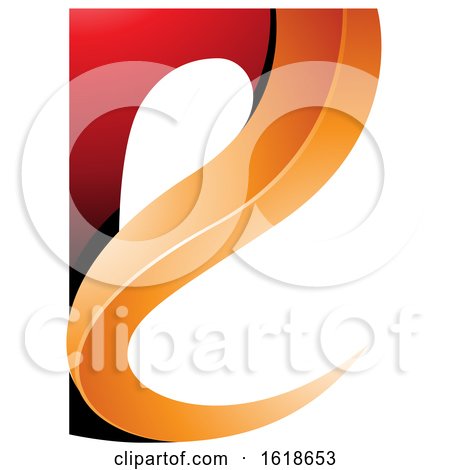 Red and Orange Glossy Curvy Embossed Letter E by cidepix