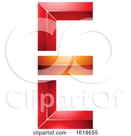 Red and Orange Geometric Letter E by cidepix