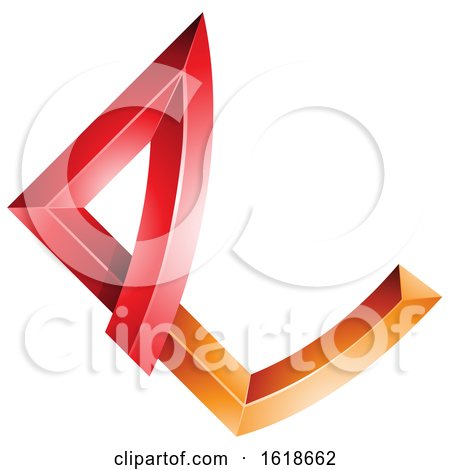 Red and Orange Letter E with Bended Joints by cidepix
