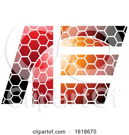 Red and Orange Honeycomb Pattern Letters a and E by cidepix