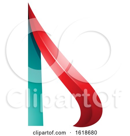 Turquoise and Red Embossed Arrow like Letter D by cidepix