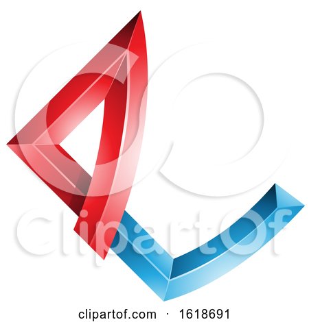 Red and Blue Embossed Letter E with Bended Joints by cidepix