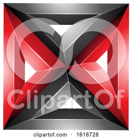 3d Red and Black Embossed Square and Triangle Shape by cidepix