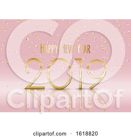 Happy New Year Background with Gold Confetti by KJ Pargeter