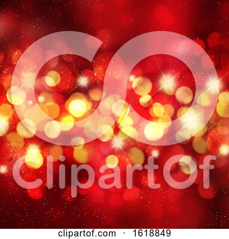 Christmas Background with Bokeh Lights and Stars by KJ Pargeter