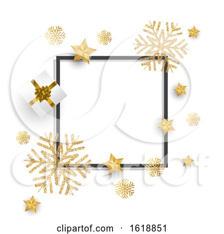 Christmas Background with Glitter Snowflakes, Gift and Stars by KJ Pargeter