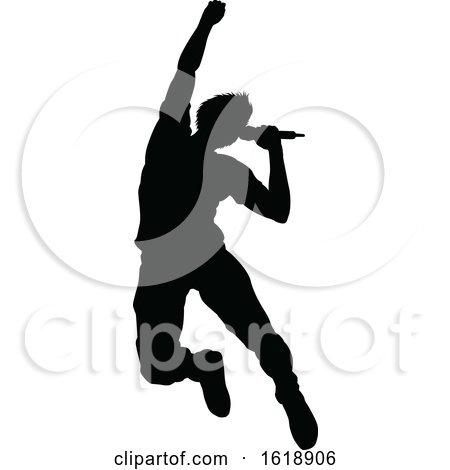 Singer Pop Country or Rock Star Silhouette by AtStockIllustration