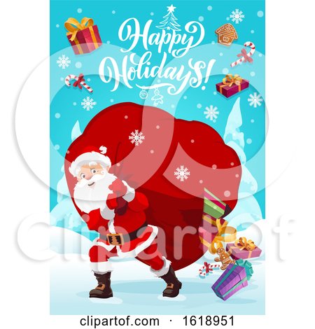 Happy Holidays Greeting with Santa by Vector Tradition SM