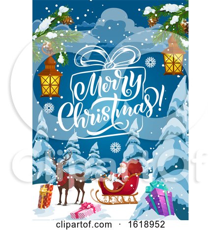 Merry Christmas Greeting with Santa by Vector Tradition SM