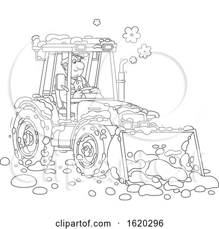 Black and White Man Operating a Snow Tractor by Alex Bannykh