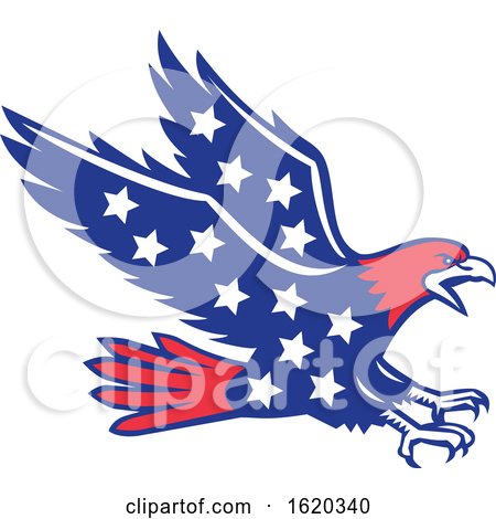 American Eagle Swooping Stars Icon by patrimonio