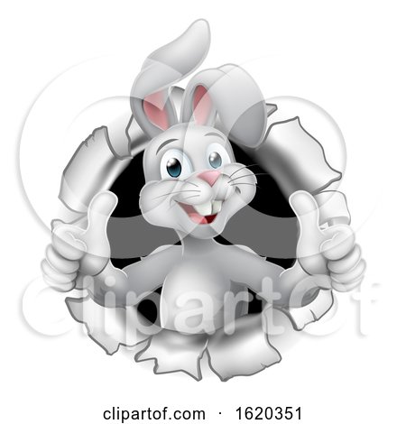 Easter Bunny Thumbs up Coming out of Background by AtStockIllustration