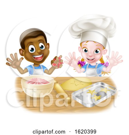 Cartoon Child Bakers Baking by AtStockIllustration