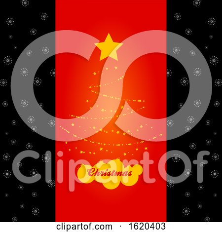 Abstract Christmas Tree Red Panel on Black by elaineitalia