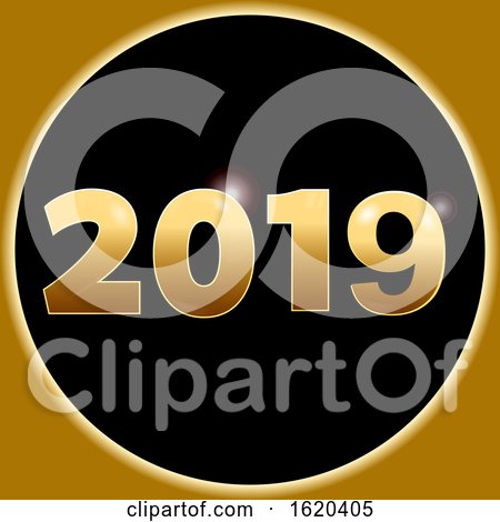 New Year 2019 in 3D Golden Numbers and Border by elaineitalia