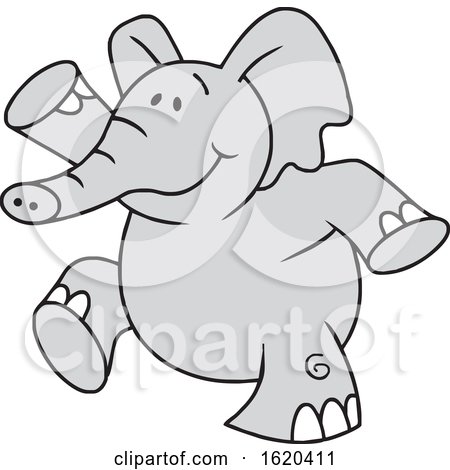 Cartoon Elephant Walking Upright by Johnny Sajem