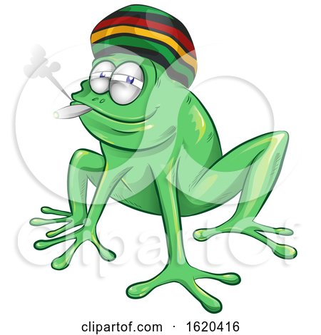 Cartoon Rasta Jamaican Frog Smoking a Joint by Domenico Condello