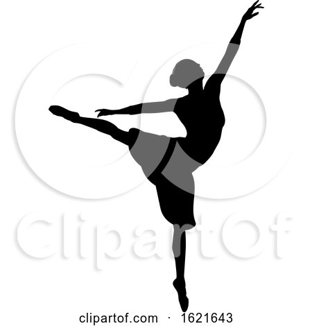 Black Silhouetted Ballerina Dancing by AtStockIllustration