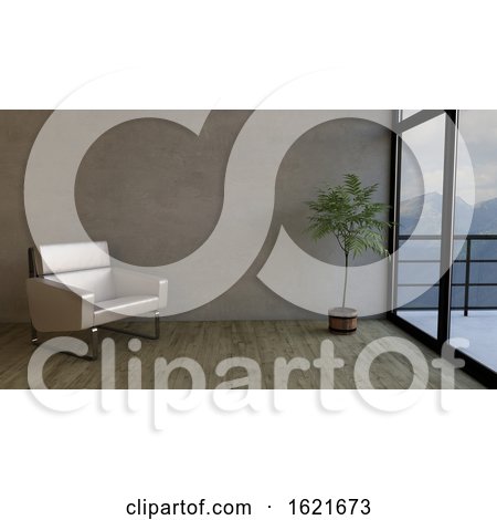 3D Contemporary Empty Room and Chair by KJ Pargeter