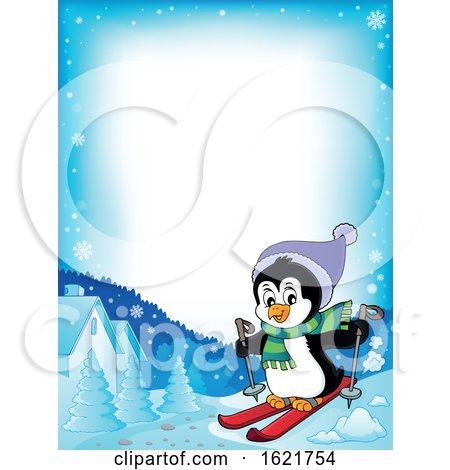 Christmas Penguin Skiing Border by visekart