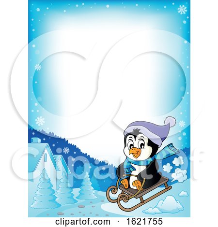 Christmas Penguin Sledding Border by visekart